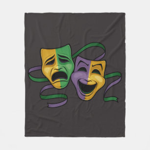 Festive Mardi Gras Happy And Sad Theater Masks Fleece Blanket