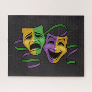 Festive Mardi Gras Happy And Sad Theater Masks Jigsaw Puzzle