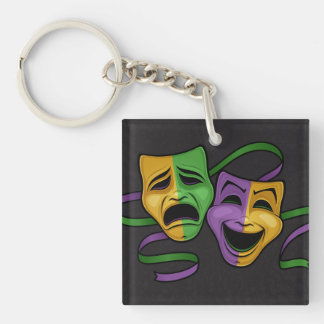 Festive Mardi Gras Happy And Sad Theater Masks Keychain