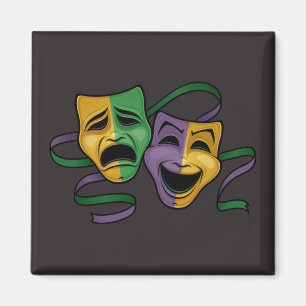 Festive Mardi Gras Happy And Sad Theater Masks Magnet