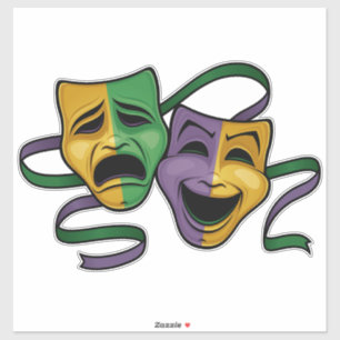 Festive Mardi Gras Happy And Sad Theater Masks Sticker