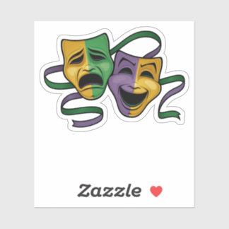 Festive Mardi Gras Happy And Sad Theater Masks Sticker