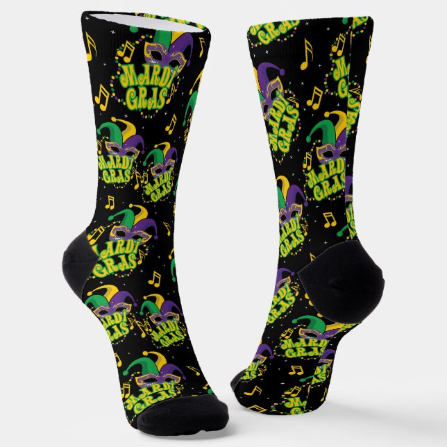 Festive Mardi Gras  Socks (Angled)