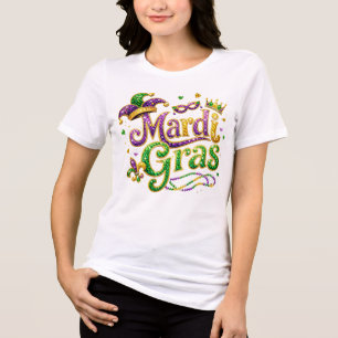 Festive Mardi Gras T-Shirt – Glitter Carnival Cele Tri-Blend Shirt