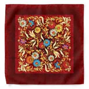 Festive Maroon Red Floral Motifs Deco Bandana