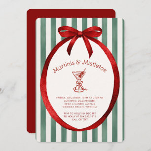 Festive Martinis and Mistletoe Christmas Party Invitation