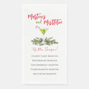 Festive Martinis and Mistletoe Holiday Drinks Paper Guest Towels