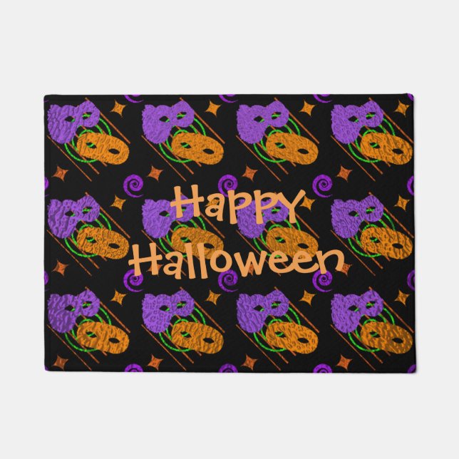 Festive Masquerade Masks Door Mat (Front)