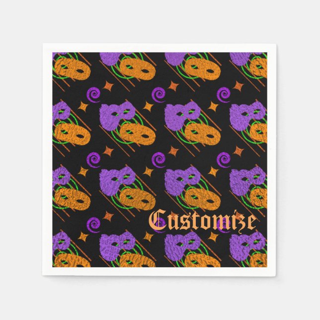 Festive Masquerade Masks Napkins (Front)