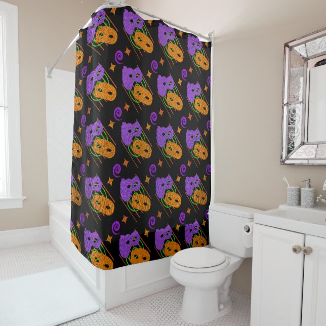 Festive Masquerade Masks Shower Curtain (In Situ)