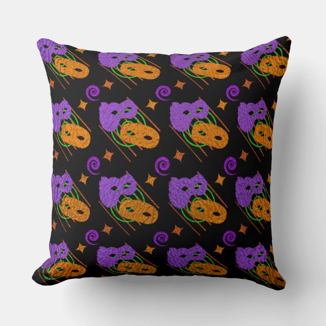 Festive Masquerade Masks Throw Pillow (Front)