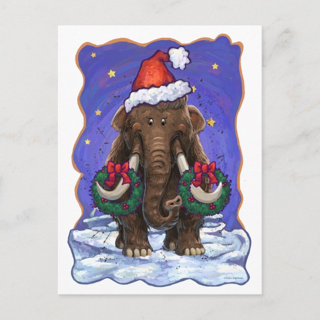 Festive Mastodon  Holiday Postcard (Front)