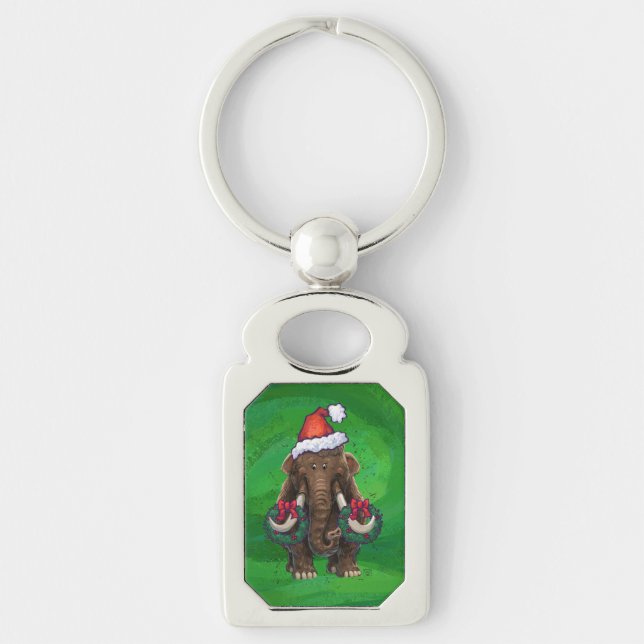 Festive Mastodon on Green Keychain (Front)