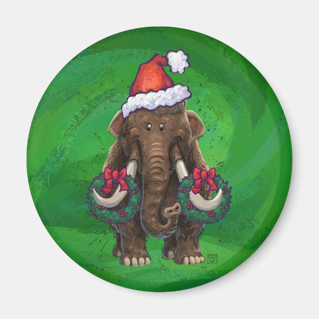 Festive Mastodon on Green Magnet (Front)