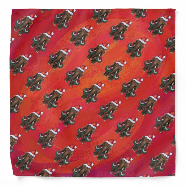 Festive Mastodon on Red Bandana (Front)