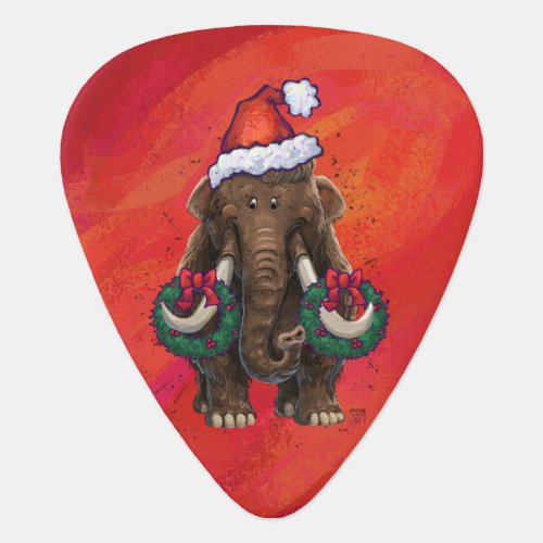 Festive Mastodon on Red Guitar Pick