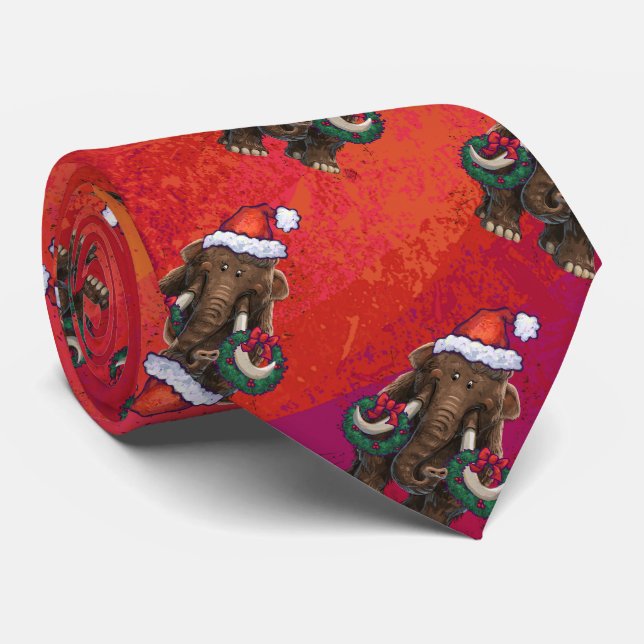 Festive Mastodon on Red Neck Tie (Rolled)