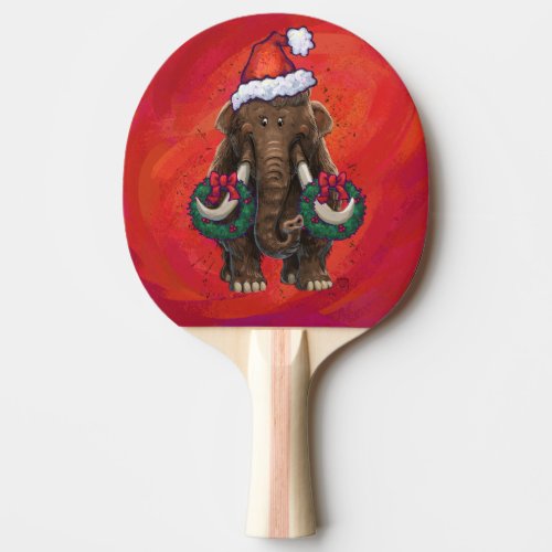 Festive Mastodon on Red Ping Pong Paddle