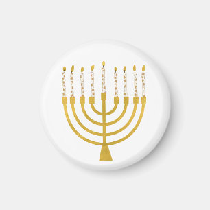 Festive Menorah Hanukkah Candles Elegant Minimal Magnet