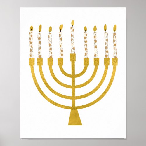 Festive Menorah Hanukkah Celestial Candles Drawing Poster