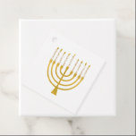 Festive Menorah Hanukkah Celestial Candles Wedding Favor Tags<br><div class="desc">Faux gold foil menorah candles for your Hanukkah celebration. Whimsical menorah illustration with white stars covered celestial candles on a faux gold menorah candle stand. Menorah elegant starry wedding Hanukkah illustrated design gifts and paper products.</div>