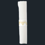 Festive Menorah Hanukkah Celestial Candles Wedding Napkin Bands<br><div class="desc">Faux gold foil menorah candles for your Hanukkah celebration. Whimsical menorah illustration with white stars covered celestial candles on a faux gold menorah candle stand. Menorah elegant starry wedding Hanukkah illustrated design gifts and paper products.</div>