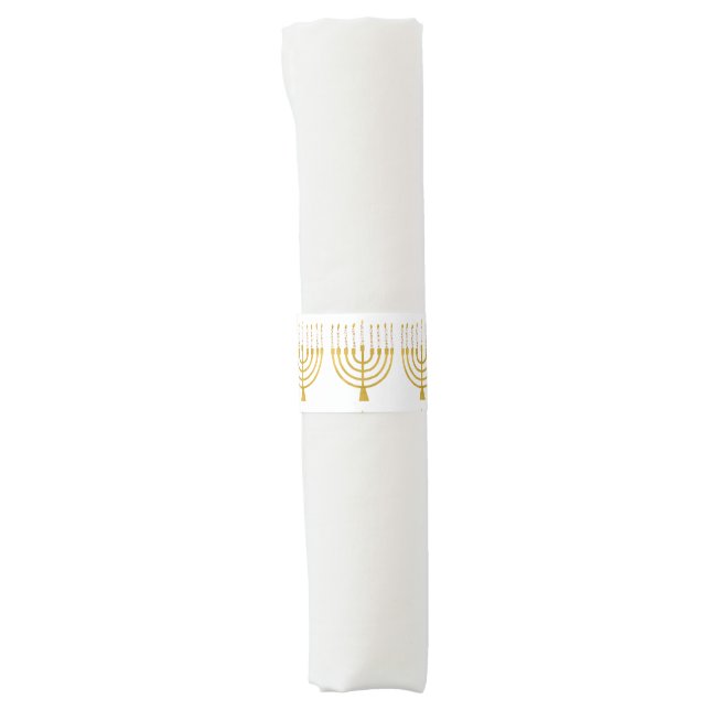 Festive Menorah Hanukkah Celestial Candles Wedding Napkin Bands (Front)