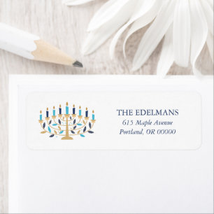 Festive Menorah Hanukkah Label
