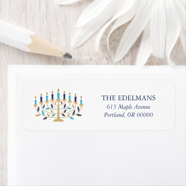 Festive Menorah Hanukkah Label (Insitu)