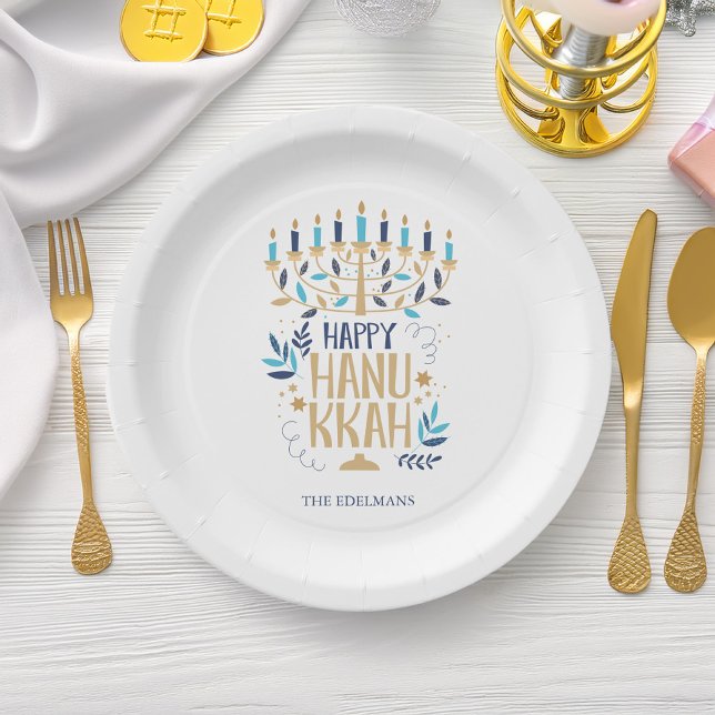 Festive Menorah Hanukkah Paper Plates (Creator Uploaded)