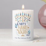 Festive Menorah Hanukkah Personalized Pillar Candle<br><div class="desc">Festive Menorah Hanukkah design.</div>