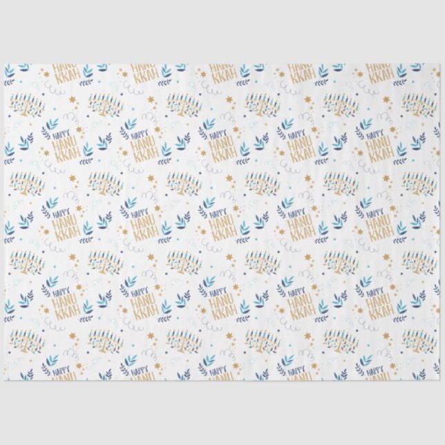 Festive Menorah Hanukkah Tissue Paper (Front)