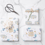 Festive Menorah Hanukkah Wrapping Paper Sheets<br><div class="desc">Festive Menorah Hanukkah design.</div>