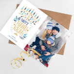 Festive Menorah Happy Hanukkah Photo Holiday Card<br><div class="desc">Festive Menorah Happy Hanukkah Photo Holiday design.</div>