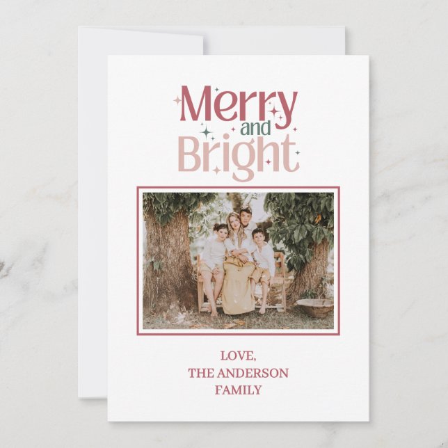 Festive Merry And Bright Christmas  Holiday Card (Front)