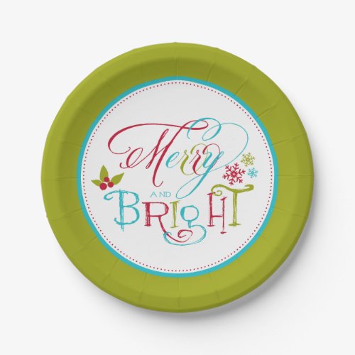 Festive Merry and Bright Holiday Paper Plates