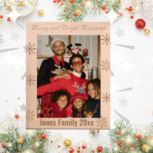 Festive Merry and Bright Memories Personalize Engraved Frames