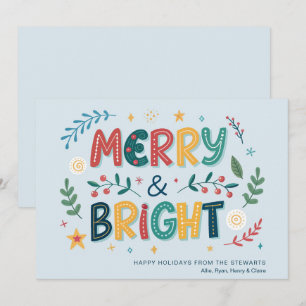 Festive Merry and Bright Non-Photo Holiday Card