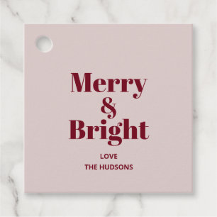 Festive Merry & Bright Christmas Favor Tags