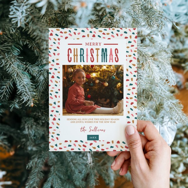 Festive Merry Christmas 4 Photo Holiday Card (Creator Uploaded)