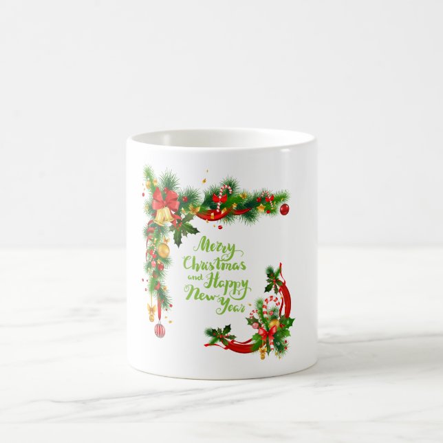 Festive Merry Christmas and Happy New Year  Coffee Mug (Center)