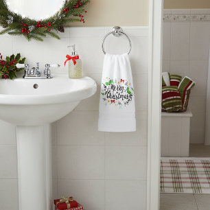 Festive Merry Christmas Bath Towel Set