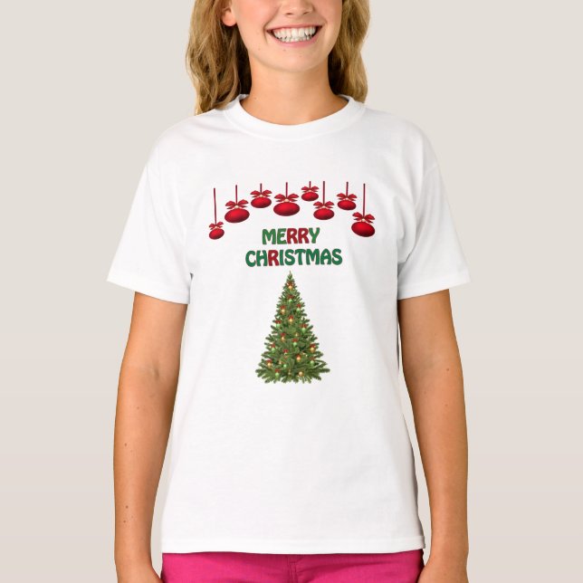 Festive Merry Christmas Bush Tree Decor Lights  T-Shirt (Front)