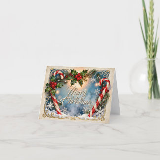 Festive Merry Christmas Card with Shine