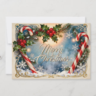 Festive Merry Christmas Card with Shine