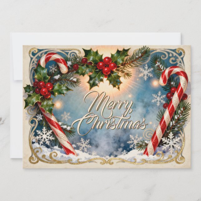 Festive Merry Christmas Card with Shine (Front)