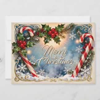 Festive Merry Christmas Card with Shine