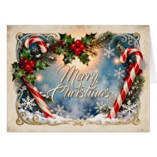 Festive Merry Christmas Card with Shine