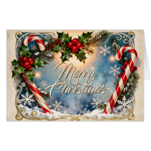 Festive Merry Christmas Card with Shine
