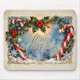 Festive Merry Christmas Card with Shine Mouse Pad